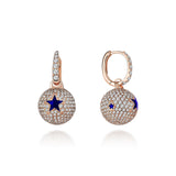 Neolope Navy Enamel Star Diamond Earrings