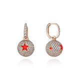 Neolope Red Enamel Star Diamond Earrings