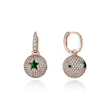 Neolope Green Enamel Star Diamond Earrings
