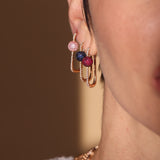 Neolope Pink Sapphire Diamond U-Hoop Earrings - Large