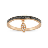 14ct Rose Gold Dangle Leaf Black Diamond Ring
