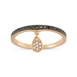 14ct Rose Gold Dangle Drop Black Diamond  Ring