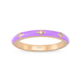 14ct Rose Gold Lilac Enamel Diamond Ring