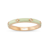 14ct Rose Gold Mint Green Enamel Diamond Ring