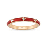 14ct Rose Gold Red Enamel Diamond Ring