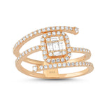 14ct Rose Gold Spiral Diamond Ring
