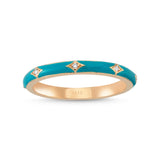 14ct Rose Gold Turquoise Enamel Diamond Ring