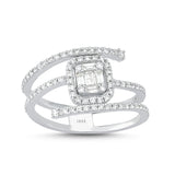 14ct White Gold Spiral Diamond Ring