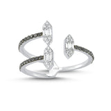 14ct White Gold Zigzag Shaped Black Diamond Ring
