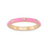 14ct Rose Gold Pink Enamel Diamond Ring