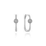 Neolope White Gold Diamond U-Hoop Earrings - Medium