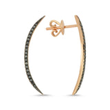 Crescent 14ct Rose Gold Black Diamond Earrings