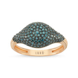 Dome 14ct Rose Gold Blue Diamond Ring