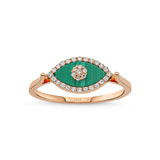 Eyeful 14ct Rose Gold Malachite Diamond Eye Ring