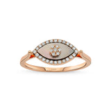 Eyeful 14ct Rose Gold Mother of Pearl Diamond Eye Ring