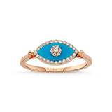 Eyeful 14ct Rose Gold Turquoise Diamond Eye Ring
