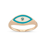 Eyeful Blue, Ivory Enamel and Blue Diamond Evil Eye Ring