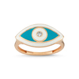 Eyeful Ivory Turquoise Diamond Evil Eye Ring