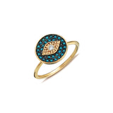 Gaze 14ct Rose Gold Blue Diamond Evil Eye Ring