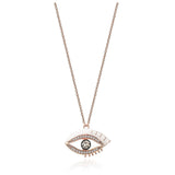 14ct rose gold cognac diamond evil eye necklace