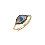 Gaze Turquoise Blue Diamond Evil Eye Ring