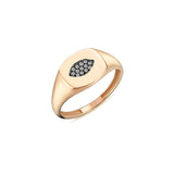 Geomi Marquise 14ct Rose Gold Diamond Signet Ring