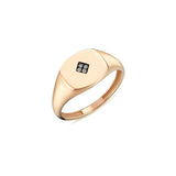 Geomi Rhombus 14ct Rose Gold Diamond Signet Ring