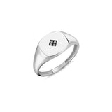 Geomi Rhombus 14ct White Gold Diamond Signet Ring