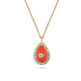 Harmony Coral and Diamond Teardrop Pendant Necklace