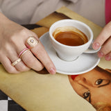 Lagoon Pink Enamel Morganite Diamond Ring