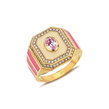 Lagoon Pink Enamel Morganite Diamond Ring