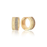 Locked Ivory Enamel Diamond Chunky Hoop Earrings