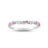 Lotus 14ct White Gold Pink Sapphire and Diamond Ring