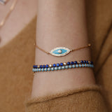 Eyeful Blue Enamel and Diamond Evil Eye Bracelet