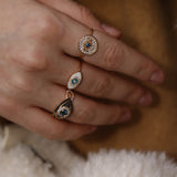 Gaze Blue and Black Diamond Evil Eye Ring