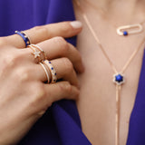 Stellar Blue Navy Enamel Diamond Eternity Ring