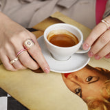 14ct Rose Gold Pink Enamel Diamond Ring
