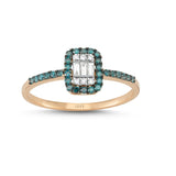 Marine 14ct Rose Gold Blue Diamond Ring