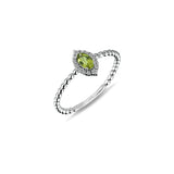 Marquise Peridot and Diamond Engagement Ring