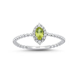 Marquise Peridot and Diamond Engagement Ring