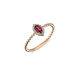 Marquise Rhodolite and Diamond Engagement Ring