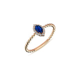 Marquise Sapphire and Diamond Engagement Ring