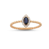 Marquise Sapphire and Diamond Engagement Ring