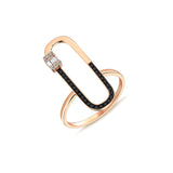 Neo Baguette 14ct Rose Gold Black Diamond Ring