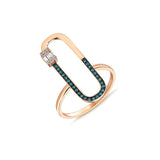 Neo Baguette 14ct Rose Gold Blue Diamond Ring