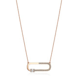Neo Baguette 14ct Rose Gold Diamond Necklace