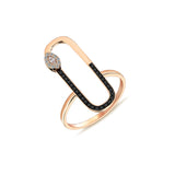 Neo Marquise 14ct Rose Gold Black Diamond Ring