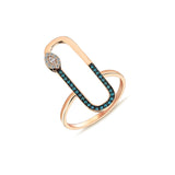 Neo Marquise 14ct Rose Gold Blue Diamond Ring
