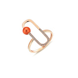 Neomi 14ct Rose Gold Orange Enamel Diamond Ring