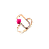 Neomi 14ct Rose Gold Pink Enamel Diamond Ring - Small